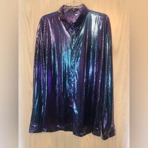 Wulful mens purple blue metallic shirt